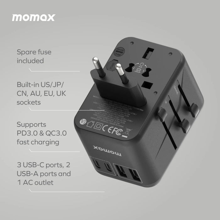 Momax 1-World 70W Universal GaN Travel Adaptor