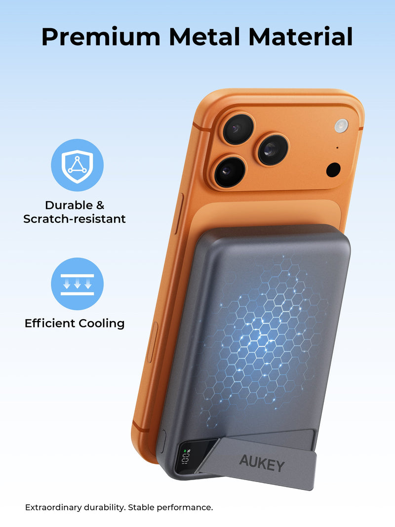 Aukey PB-MS20 MagFusion Vista 10,000mAh 15W Wireless Power Bank with Built-in Cable
