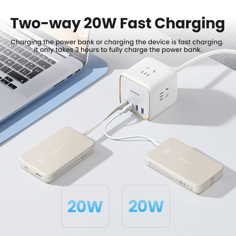UGREEN Power Bank with Built-in Cable (20,000mAh)