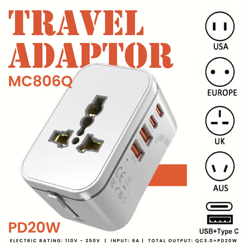 【Hinokii】Voyager 2 Universal Travel Adaptor (20W Fast Charge)