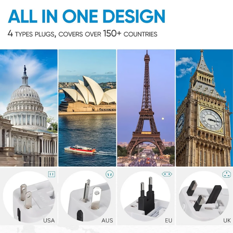 【Hinokii】Voyager 2 Universal Travel Adaptor (20W Fast Charge)