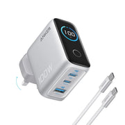 Anker 100W 3-Port GaN Wall Charger with Smart Display and USB-C Cable