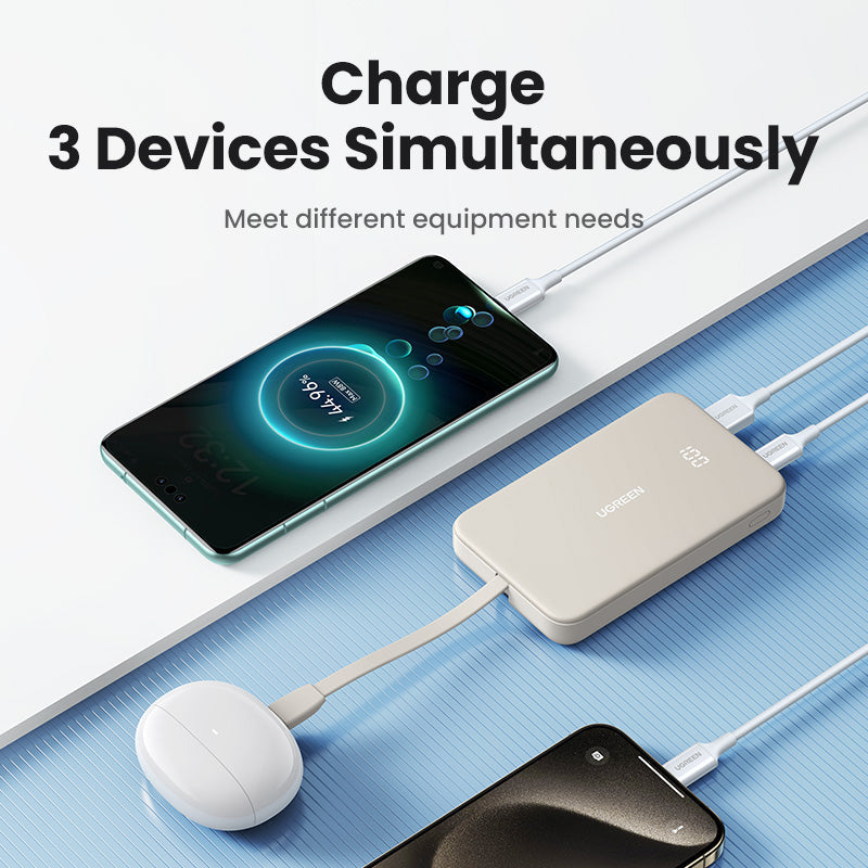 UGREEN Power Bank with Built-in Cable (20,000mAh)
