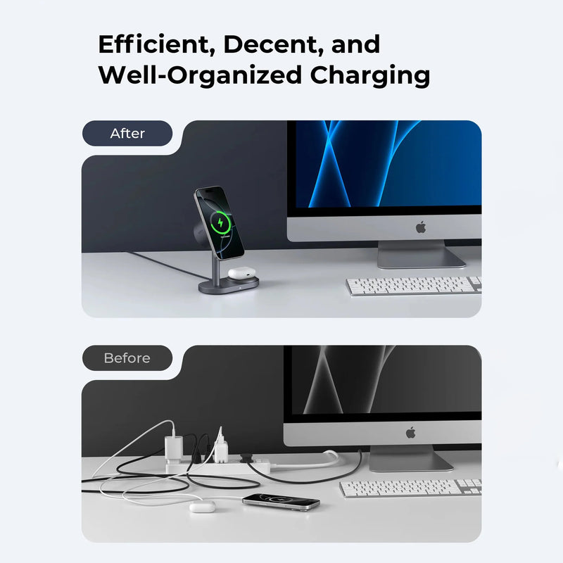 Aukey MagFusion 2X 2-in-1 25W Magnetic Wireless Charging Station