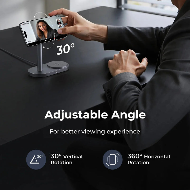 Aukey MagFusion 2X 2-in-1 25W Magnetic Wireless Charging Station