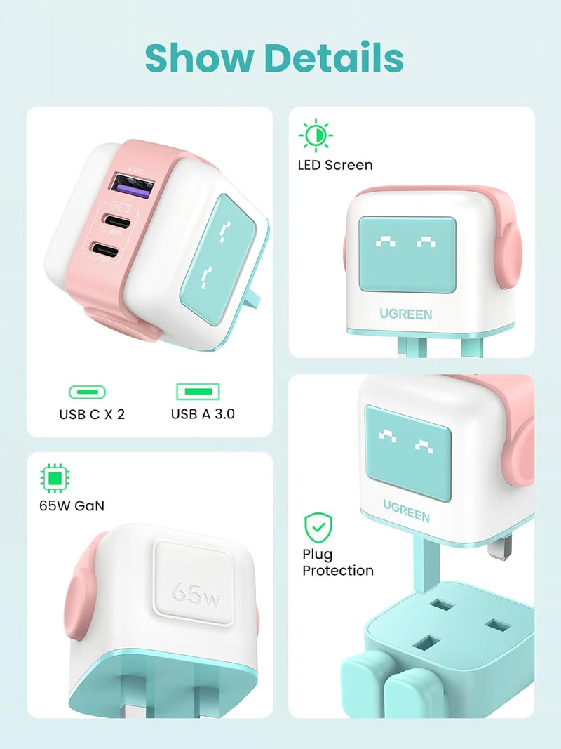 UGREEN Uno 65W RobotGaN Charger (UK Plug)