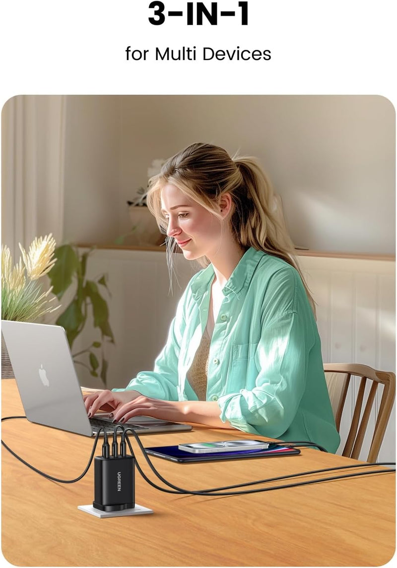 UGREEN 65W GaN Fast Charger with 3-Ports (UK Plug)