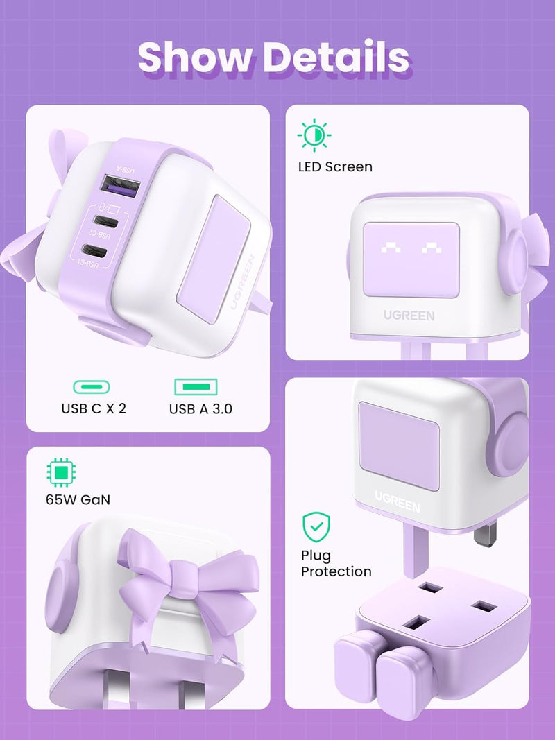 UGREEN Uno 65W RobotGaN Charger (UK Plug)