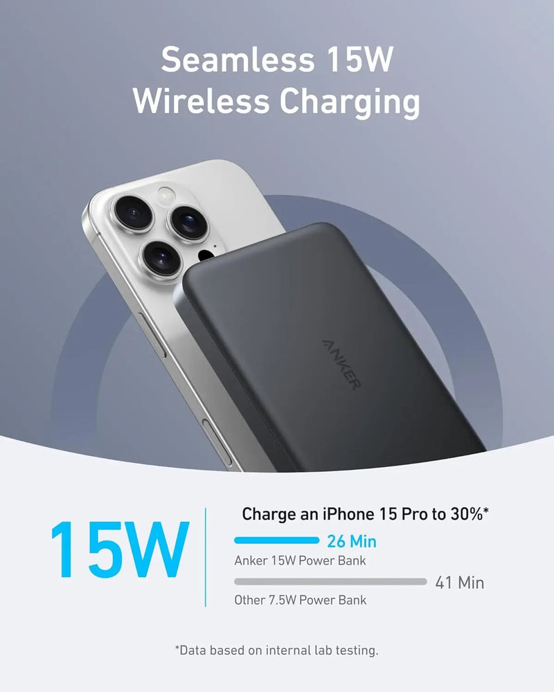 Anker MagGo Ultra-Slim Qi2 Magnetic Power Bank (10,000mAh), feature detail
