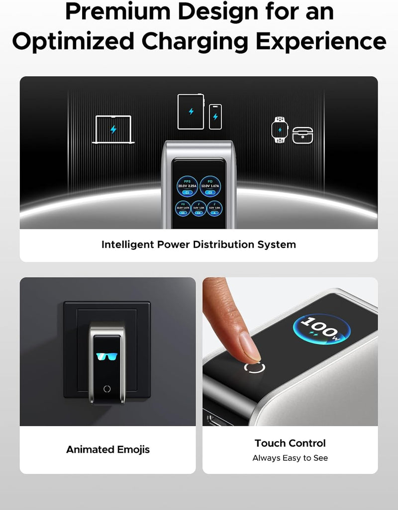 UGREEN Nexode Pro 100W GaN Desktop Charger with Smart Display