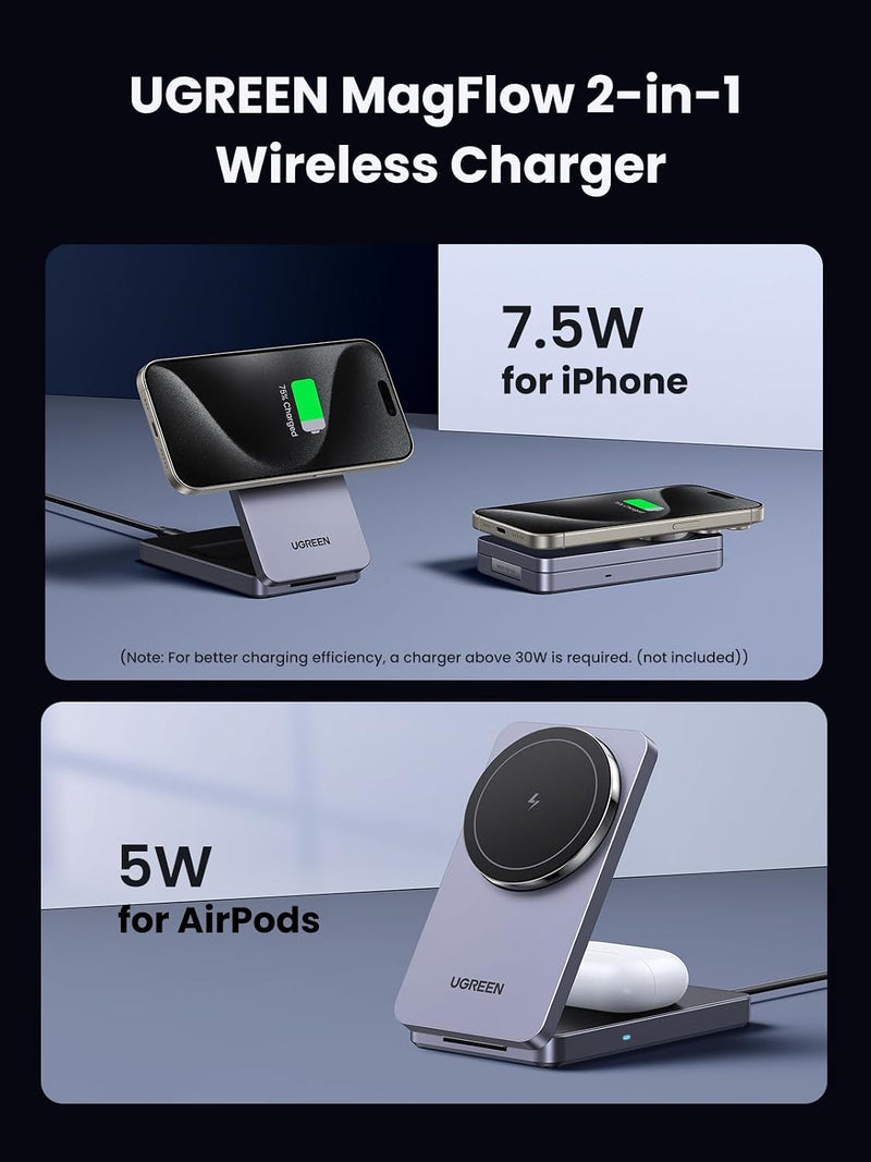 UGREEN 2-in-1 MagFlow Wireless Charger