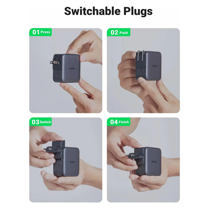 UGREEN GaN 65W 3-Ports Wall Charger (UK/US/EU Plug)