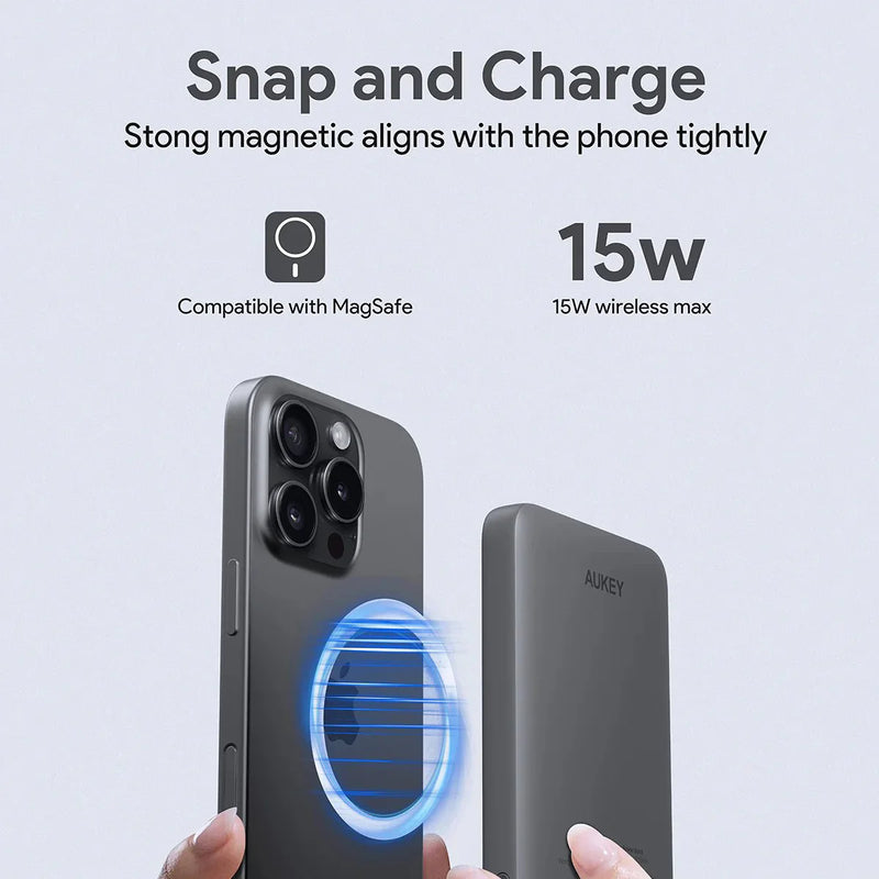 Aukey MagFusion Slim 5,000mAh Magnetic【Wireless】Power Bank
