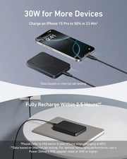 Anker MagGo Ultra-Slim Qi2 Magnetic Power Bank (10,000mAh), feature detail