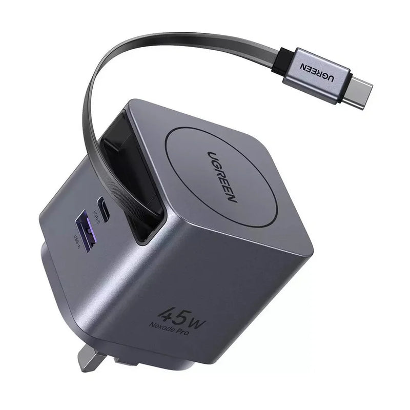 UGREEN Nexode Pro 45W Charger with Retractable USB-C Cable (UK Plug)