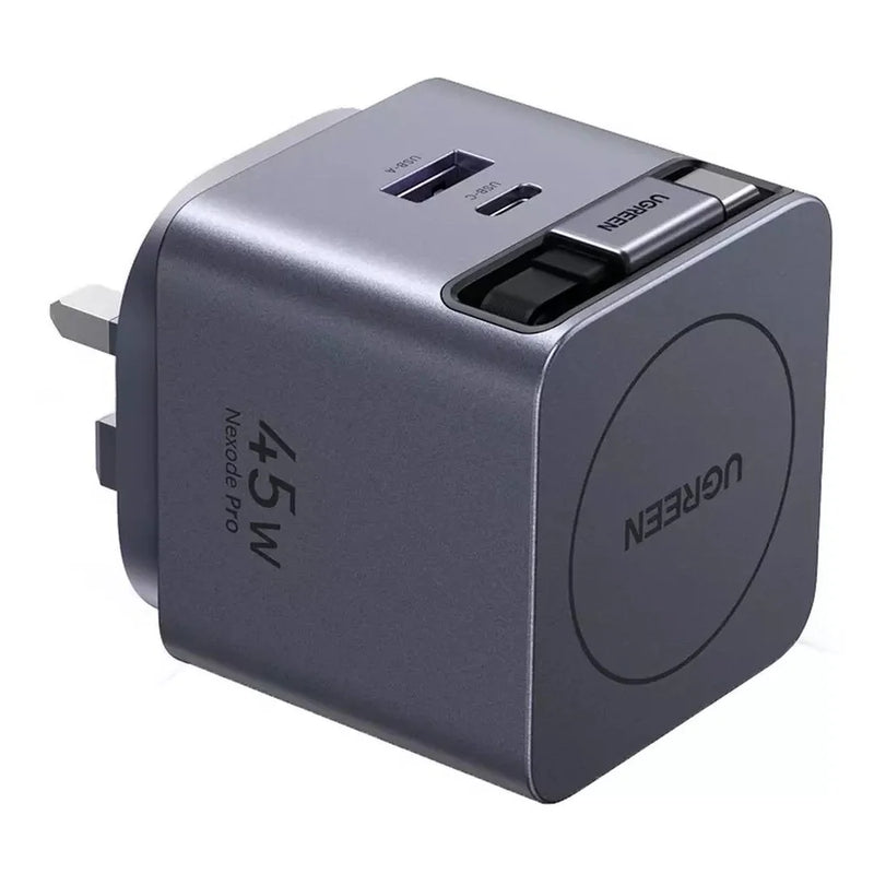 UGREEN Nexode Pro 45W Charger with Retractable USB-C Cable (UK Plug)