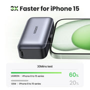 UGREEN 22.5W Power Bank with Built-in Cable (5,000mAh)