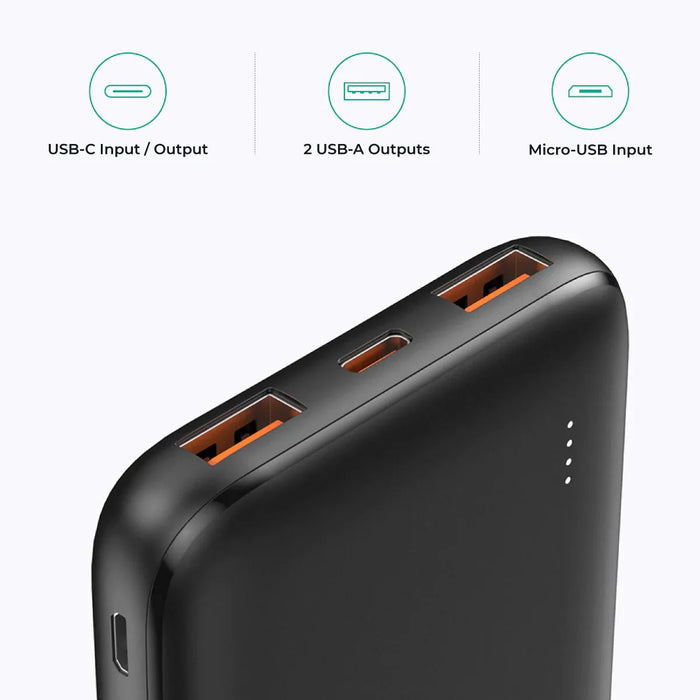 Aukey 10,000mAh Ultra-Slim Power Bank with 12W Fast Charge PD & QC3.0