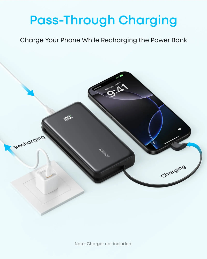 Anker Zolo 22.5W Power Bank with Built-in USB-C Cable (20,000mAh)