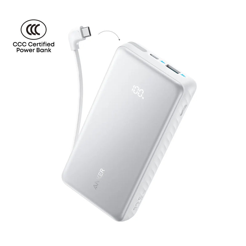 Anker Zolo 22.5W Power Bank with Built-in USB-C Cable (20,000mAh)
