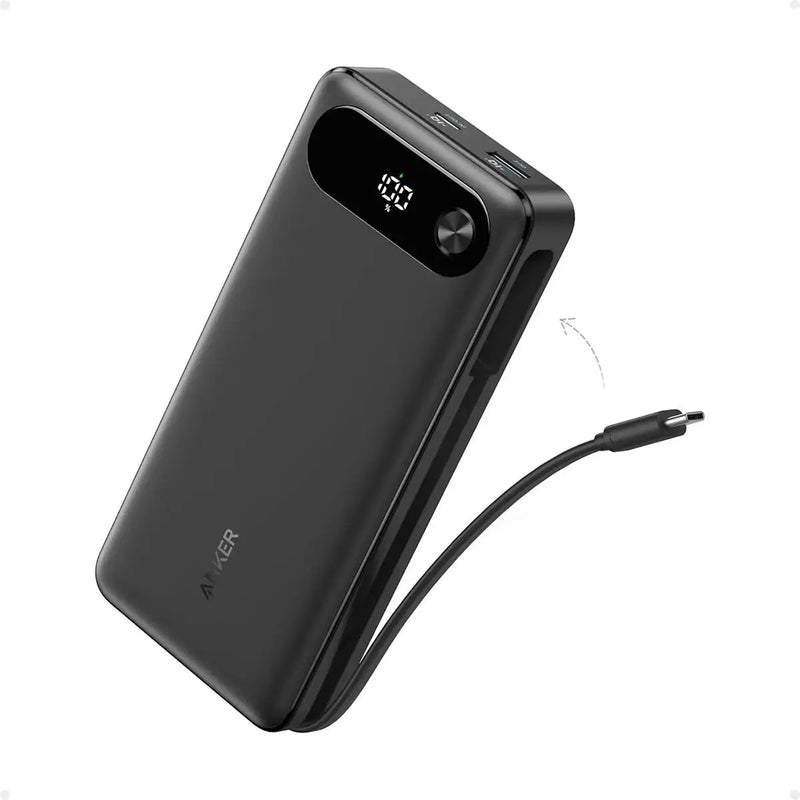 Anker Power Bank 87W with Built-in USB-C Cable (20,000mAh) in Black