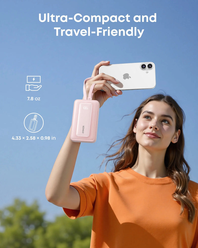 Anker Zolo Power Bank 35W with 2 Built-in USB-C Cables (10,000mAh) in use