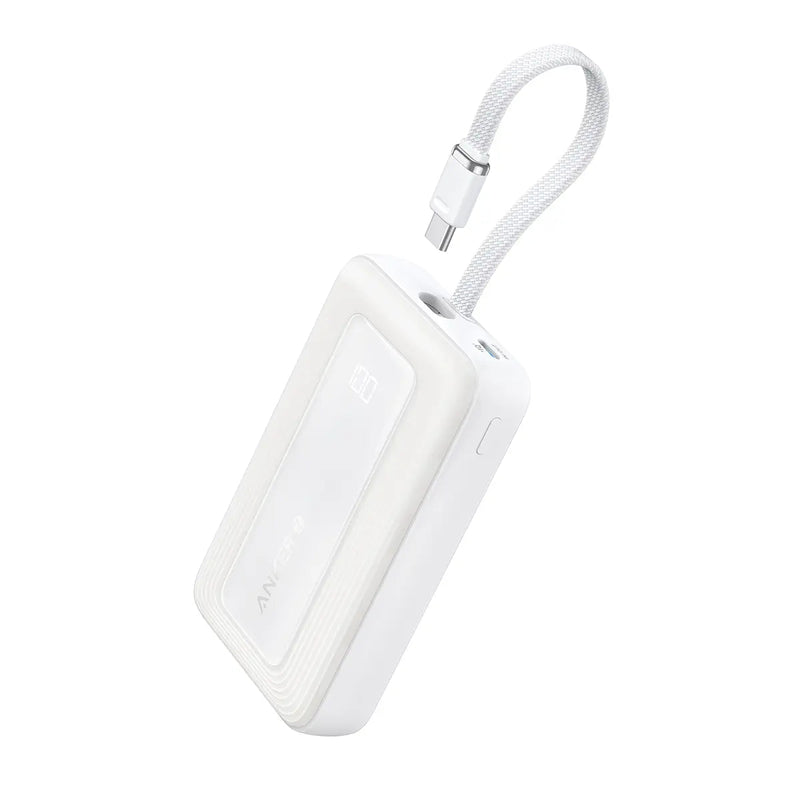 Anker Zolo Power Bank 30W with Built-in USB-C Cable (10,000mAh) in White
