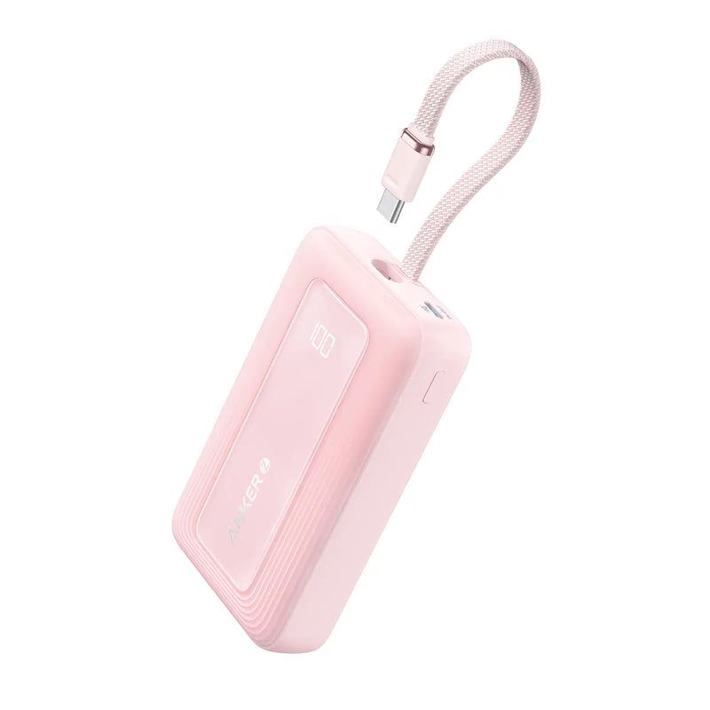 Anker Zolo Power Bank 30W with Built-in USB-C Cable (10,000mAh) in Pink