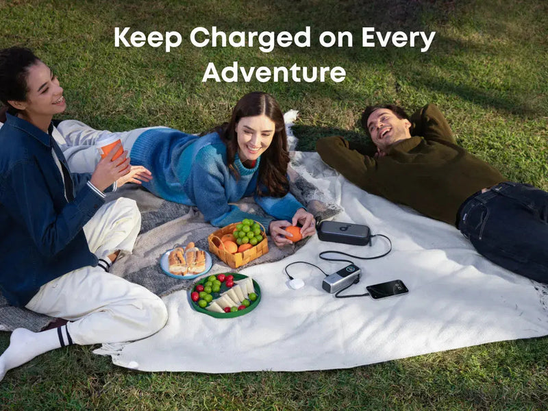 Anker Power Bank 165W with 2 Built-in Retractable USB-C Cables (25,000mAh) in use