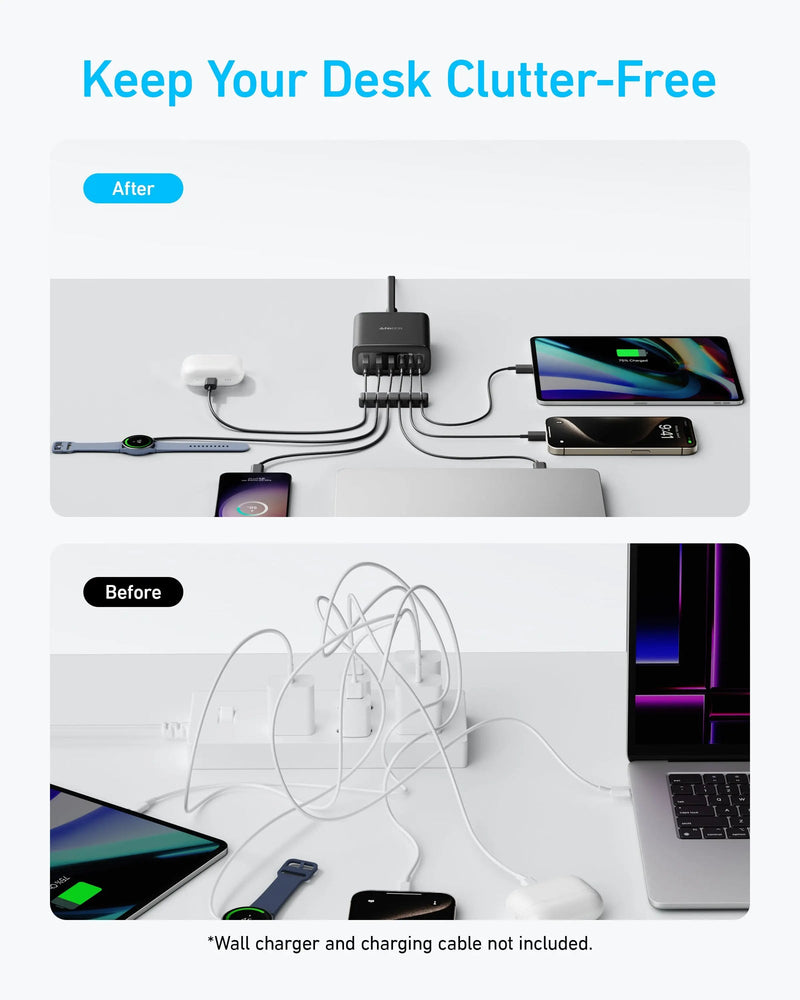 Anker 112W 6-Port Desktop Charger, feature detail