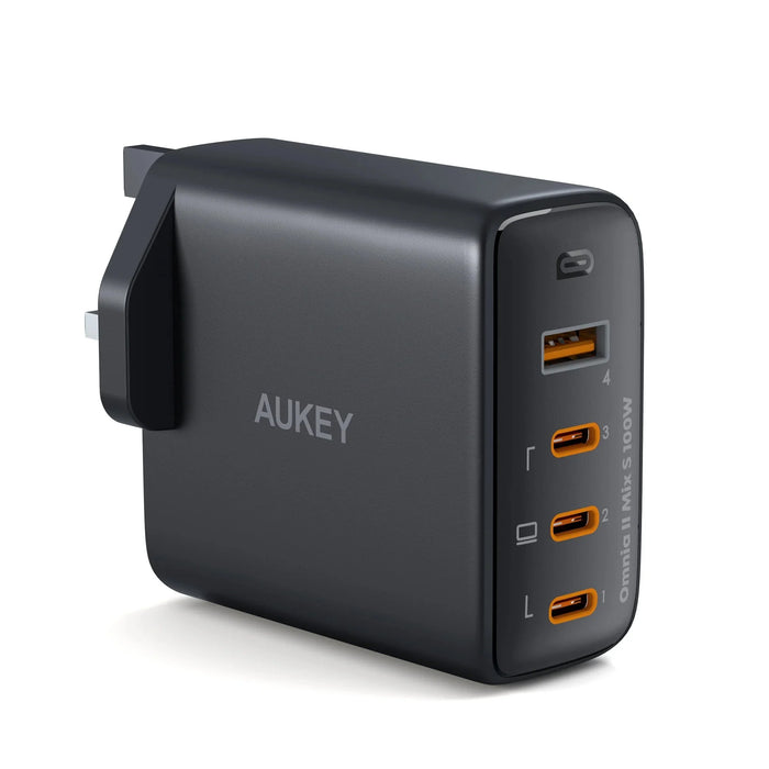 Aukey Omnia ll 100W 4-Port PD with GaN Wall Charger (UK Plug)