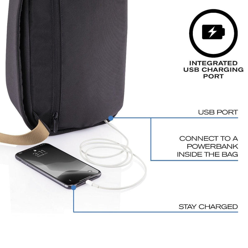 Bobby Sling crossbody backpack hidden zipper detail