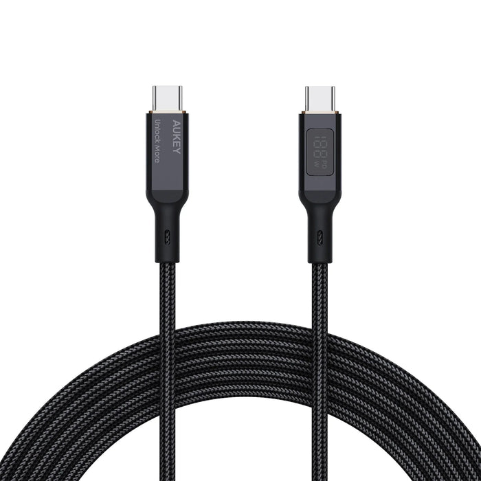 Aukey 100W Nylon Braided USB-C to C Cable with LCD Display