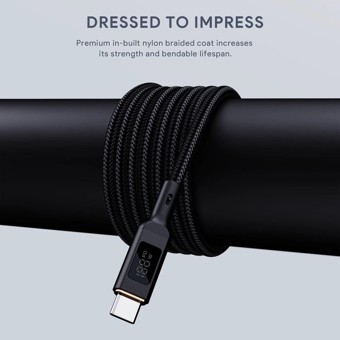 Aukey 100W Nylon Braided USB-C to C Cable with LCD Display