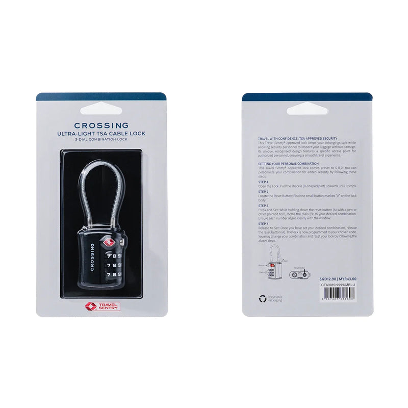 Crossing Ultra-Light TSA 3-Dial Cable Lock