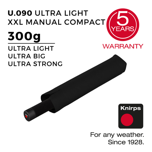 Knirps U.090 Ultralight XXL manual compact umbrella in black