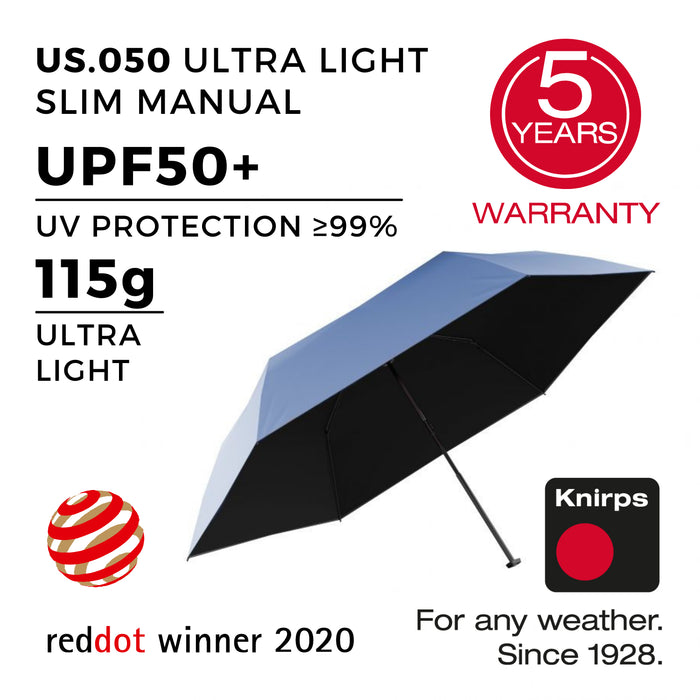 Knirps Ultra Light Slim Manual Umbrella (UPF 50+ & Only 115g)