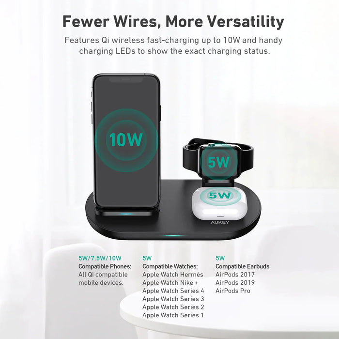 Aukey 3-in-1 Wireless Charging Station