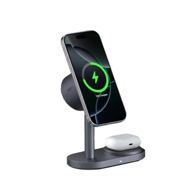 Aukey MagFusion 2X 2-in-1 25W Magnetic Wireless Charging Station