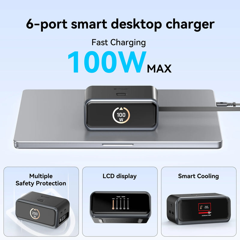 Mazer PrestigeGaN PD200W Desktop Charger with Retractable Cable