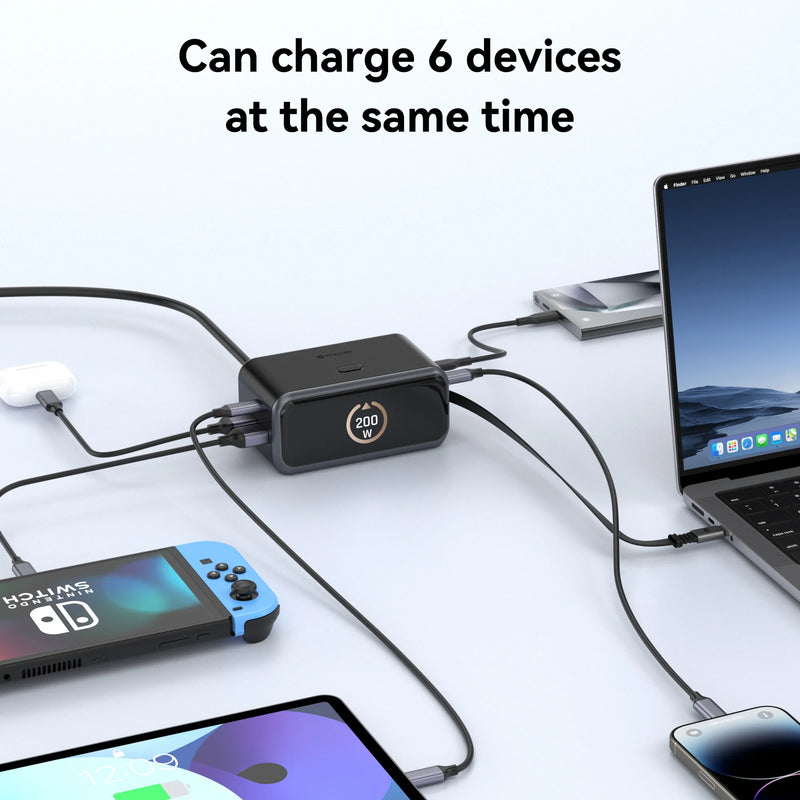 Mazer PrestigeGaN PD200W Desktop Charger with Retractable Cable