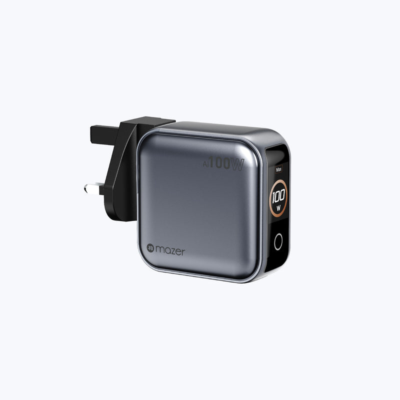 Mazer AiPrestigeGaN 100W GaN Wall Charger Ai Display (3 Ports)