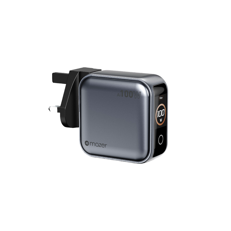Mazer AiPrestigeGaN 100W GaN Wall Charger Ai Display (3 Ports)