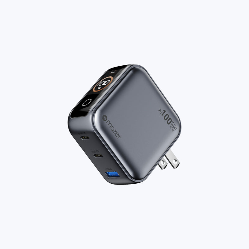 Mazer AiPrestigeGaN 100W GaN Wall Charger Ai Display (3 Ports)