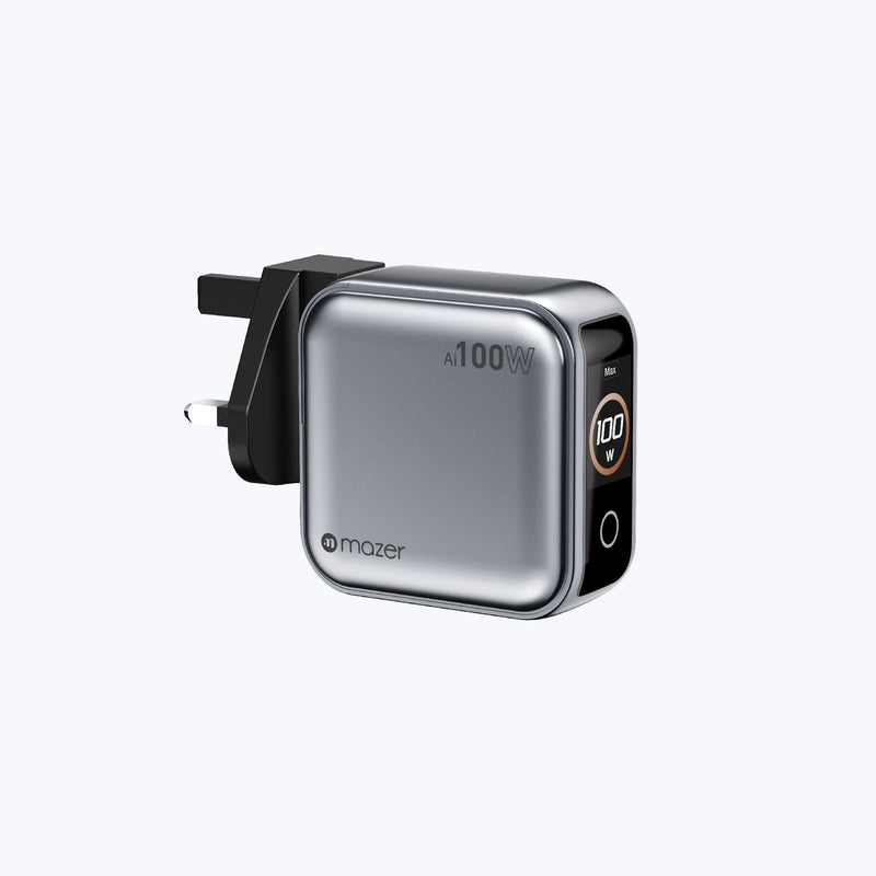 Mazer AiPrestigeGaN 100W GaN Wall Charger Ai Display (3 Ports)