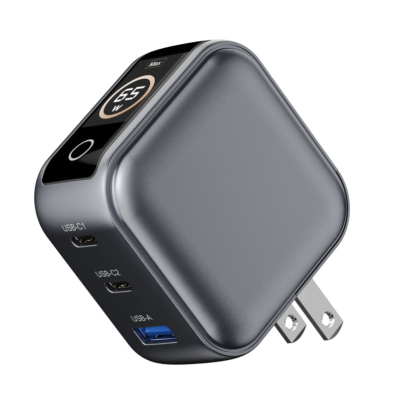 Mazer AiPrestigeGaN 65W Gan Wall Charger Ai Display (3 Ports)