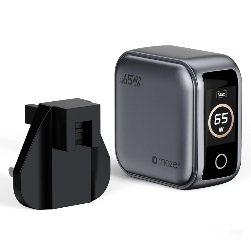 Mazer AiPrestigeGaN 65W Gan Wall Charger Ai Display (3 Ports)