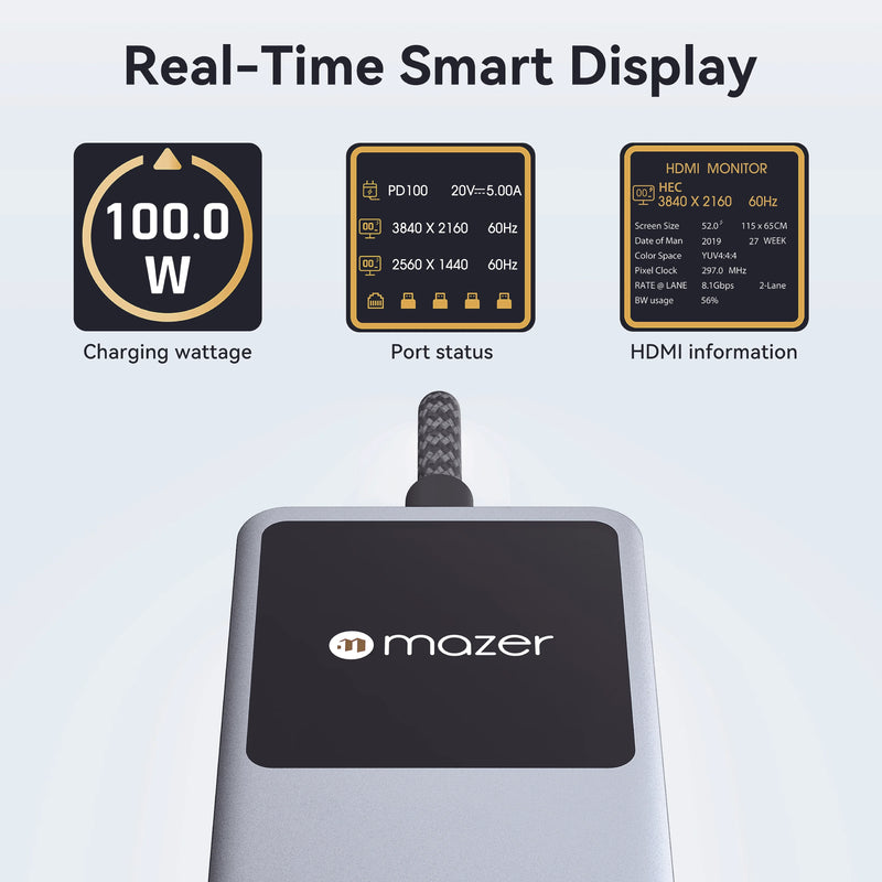 Mazer InfiniteHub Ai USB C Hub 6-In-1 with Smart Display