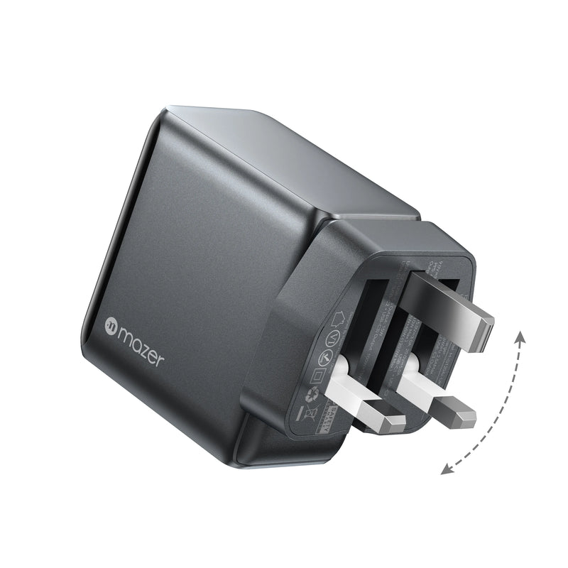 Mazer PrestigeGaN Ai 120W Foldable GaN Wall Charger (3 Ports)