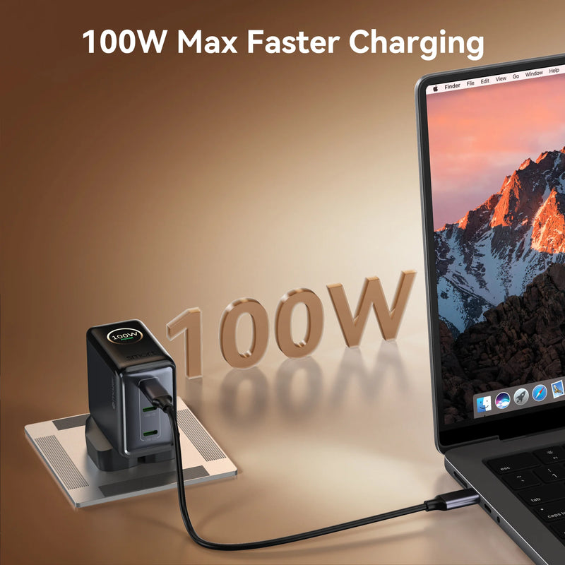 Mazer PrestigeGaN Ai 120W Foldable GaN Wall Charger (3 Ports)